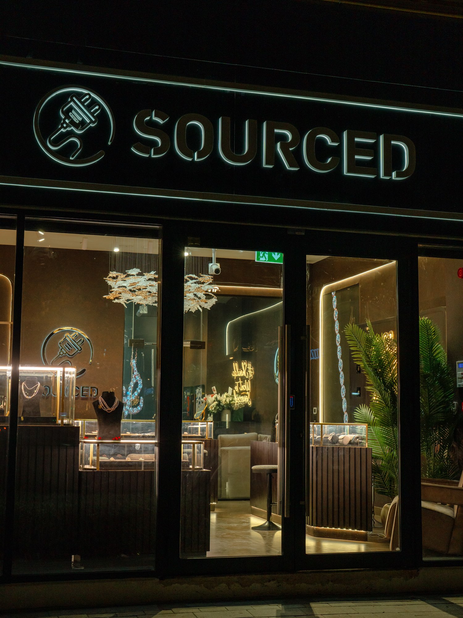 Sourced Dubai storefront at night